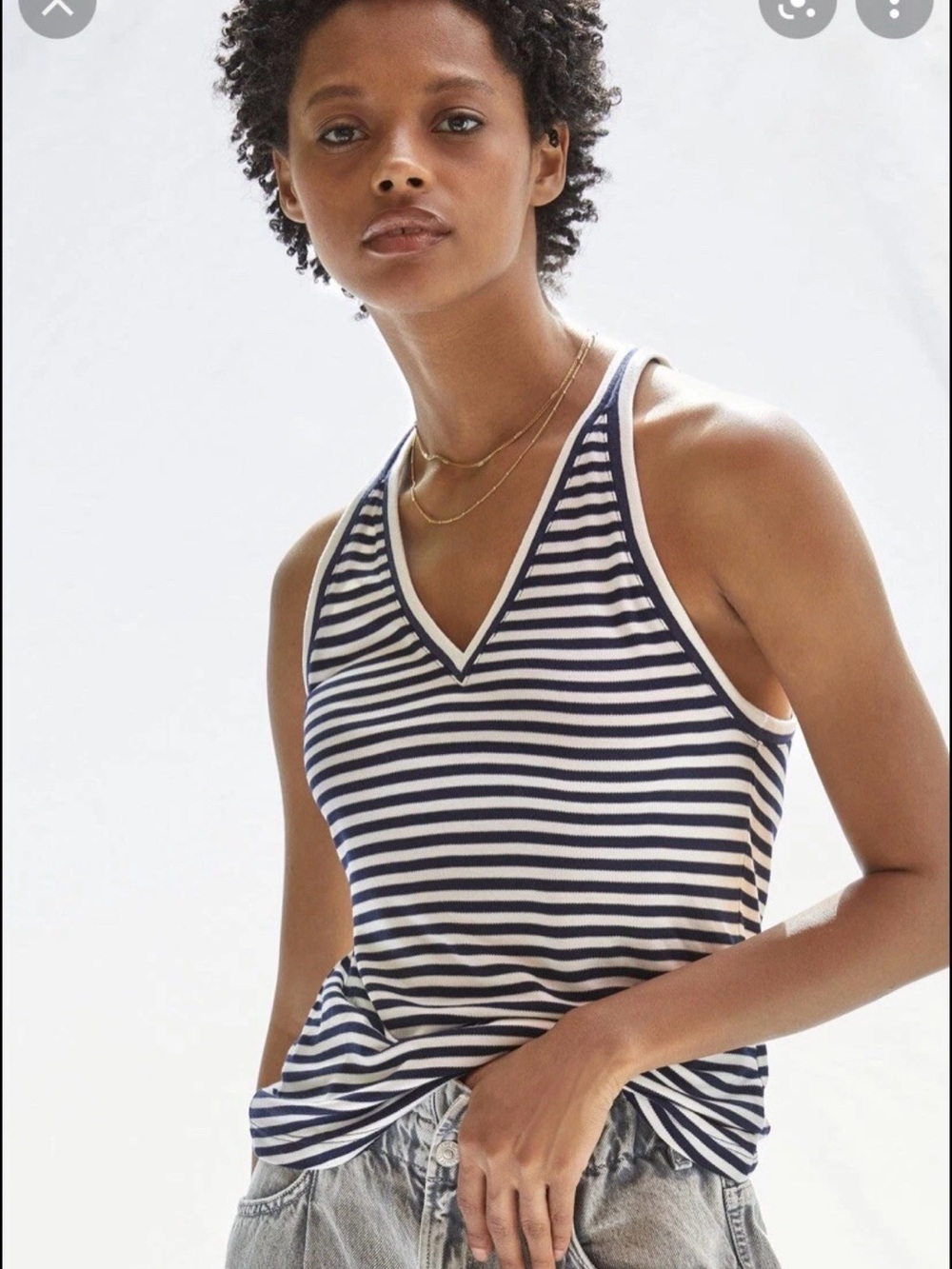 NEW Blue White Striped MAEVE V-Neck ANTHROPOLOGIE Sporty Tank Top S NWT